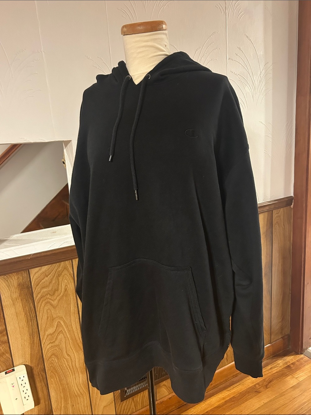Champion Black Pullover Hoodie with Subtle Logo